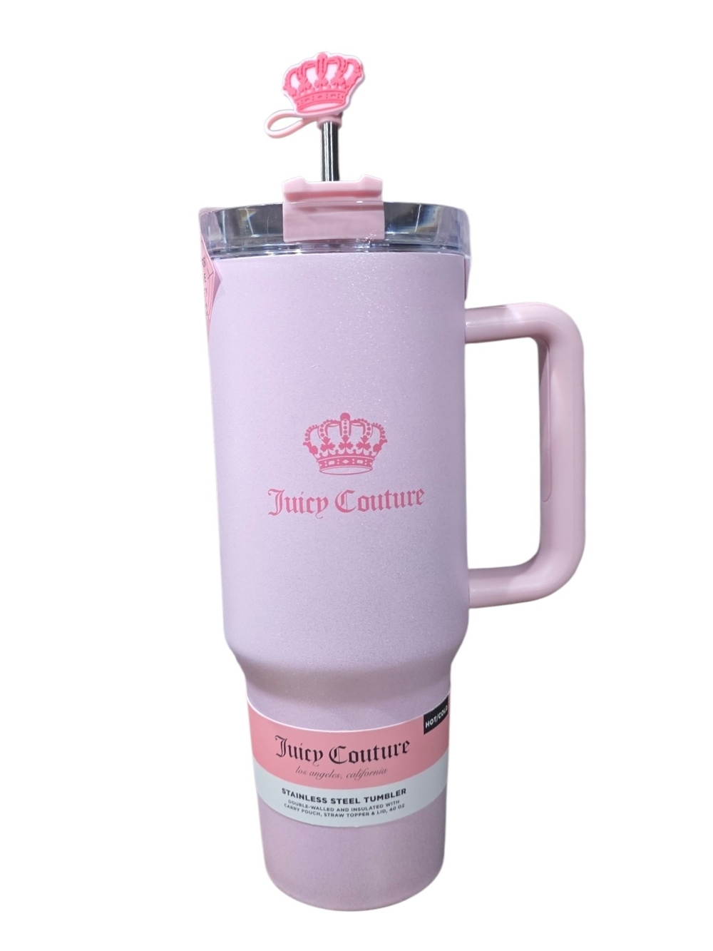 Juicy Couture Pink Stainless Steel Tumbler with Handle - Picture 2 of 5